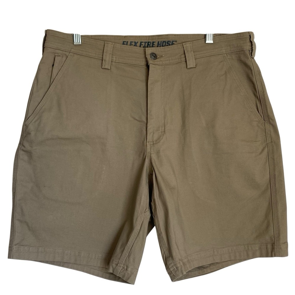 Duluth Trading Flex Fire Hose Cargo Shorts Men 36 Khaki Relaxed Fit Utility